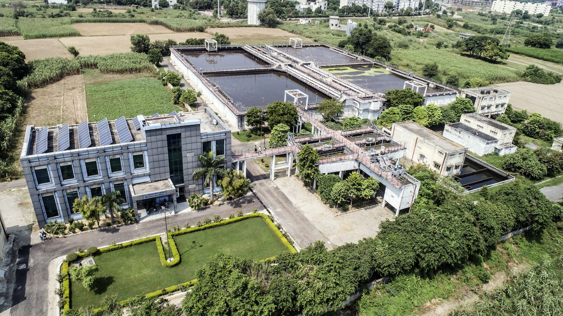 Water treatment plant from above